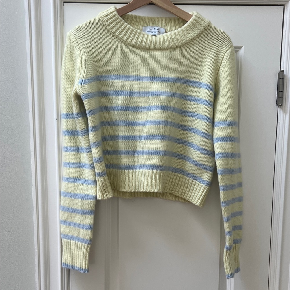 La Ligne butter yellow and blue Striped MINI MARIN SWEATER